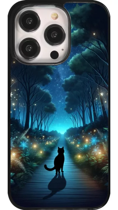 iPhone 14 Pro Case Hülle - Schwarze Katze Spaziergang