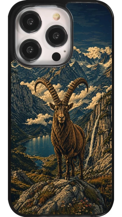 Coque iPhone 14 Pro - Linocut Bouquetin