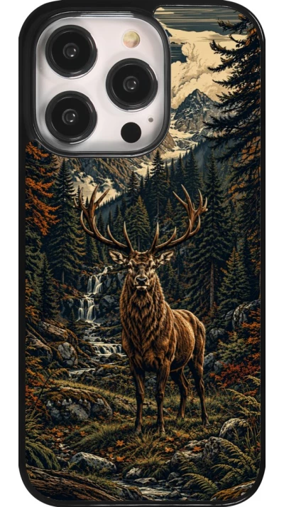 Coque iPhone 14 Pro - Linocut Cerf