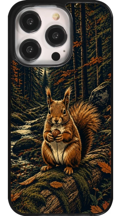 Coque iPhone 14 Pro - Linocut Ecureuil