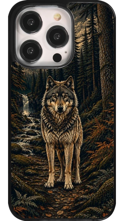Coque iPhone 14 Pro - Linocut Loup