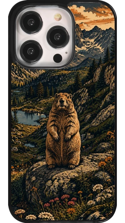 Coque iPhone 14 Pro - Linocut Marmotte