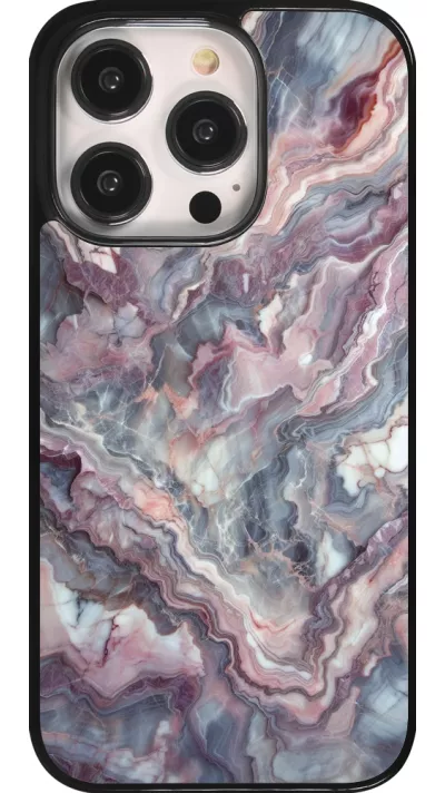 iPhone 14 Pro Case Hülle - Violetter silberner Marmor