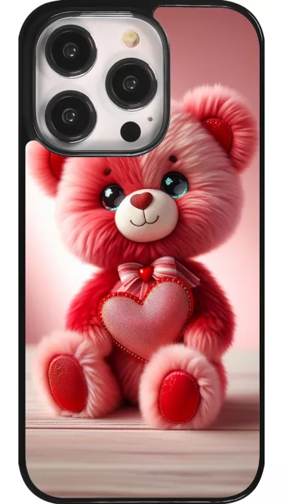 Coque iPhone 14 Pro - Valentine 2024 Ourson rose