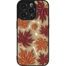 iPhone 14 Pro Case Hülle - Silikon schwarz Autumn 26 3D leaves