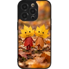 Coque iPhone 14 Pro - Silicone rigide noir Autumn 26 Couple of leaves