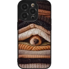 iPhone 14 Pro Case Hülle - Silikon schwarz Autumn 26 Dog under the covers