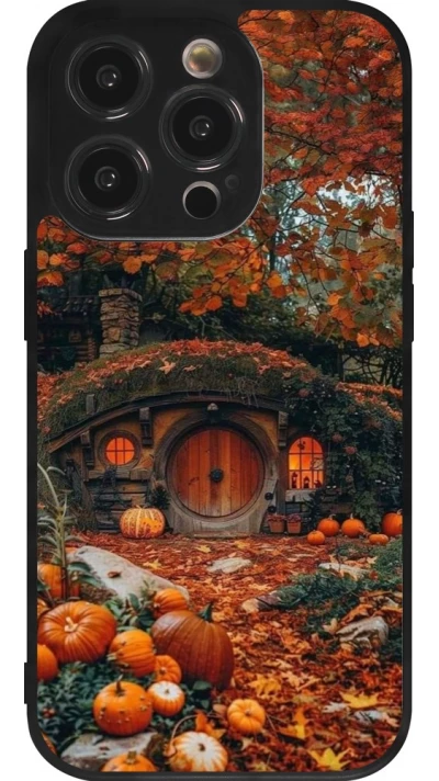 Coque iPhone 14 Pro - Silicone rigide noir Autumn 26 Hobbit house