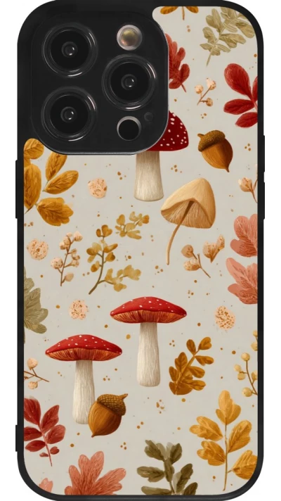 Coque iPhone 14 Pro - Silicone rigide noir Autumn 26 Mushrooms and leaves