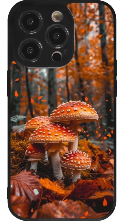 Coque iPhone 14 Pro - Silicone rigide noir Autumn 26 Mushrooms in the woods