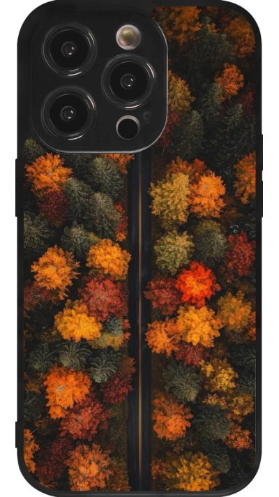 Coque iPhone 14 Pro - Silicone rigide noir Autumn 26 Road in autumn