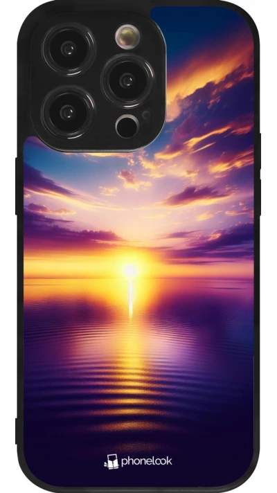 iPhone 14 Pro Case Hülle - Silikon schwarz Sonnenuntergang gelb violett