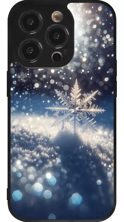 iPhone 14 Pro Case Hülle - Silikon schwarz Schneeflocke Solar Glanz