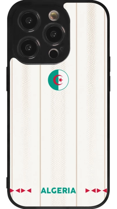 Coque iPhone 14 Pro - Silicone rigide noir Maillot de football Algérie 2026 personnalisable