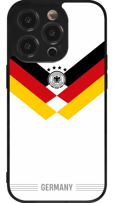 Coque iPhone 14 Pro - Silicone rigide noir Maillot de football Allemagne 2026 personnalisable