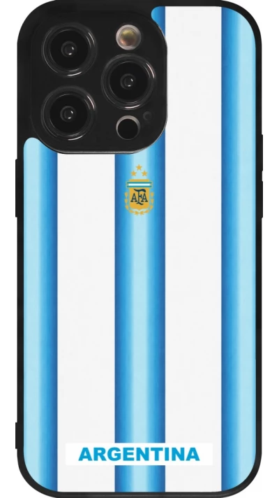 Coque iPhone 14 Pro - Silicone rigide noir Maillot de football Argentine 2026 personnalisable
