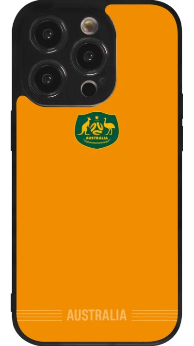 Coque iPhone 14 Pro - Silicone rigide noir Maillot de football Australie 2026 personnalisable