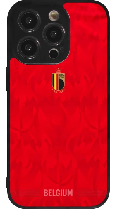 Coque iPhone 14 Pro - Silicone rigide noir Maillot de football Belgique 2026 personnalisable
