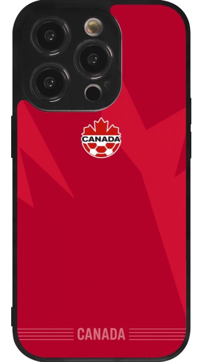 Coque iPhone 14 Pro - Silicone rigide noir Maillot de football Canada 2026 personnalisable