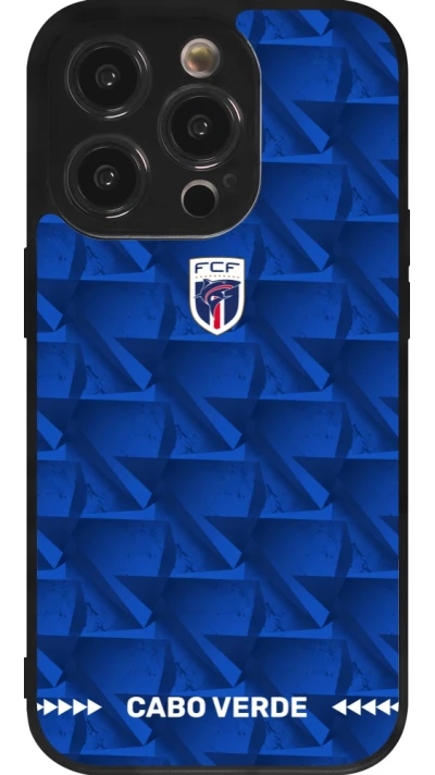 Coque iPhone 14 Pro - Silicone rigide noir Maillot de football Cap-Vert 2026 personnalisable