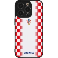 iPhone 14 Pro Case Hülle - Silikon schwarz Kroatien 2026 personalisierbares Fussballtrikot