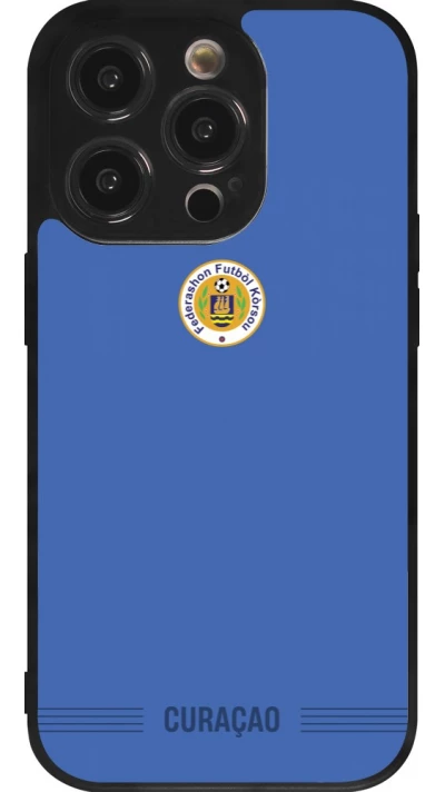 Coque iPhone 14 Pro - Silicone rigide noir Maillot de football Curaçao 2026 personnalisable