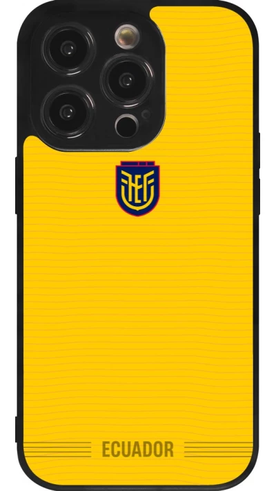 Coque iPhone 14 Pro - Silicone rigide noir Maillot de football Équateur 2026 personnalisable
