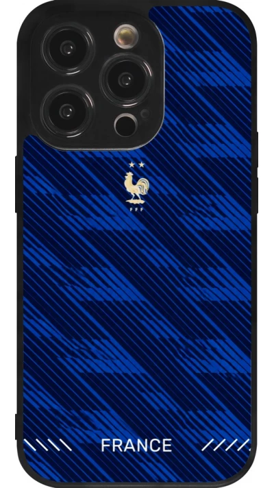 Coque iPhone 14 Pro - Silicone rigide noir Maillot de football France 2026 personnalisable