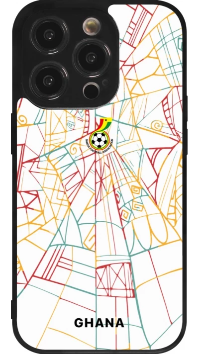 Coque iPhone 14 Pro - Silicone rigide noir Maillot de football Ghana 2026 personnalisable
