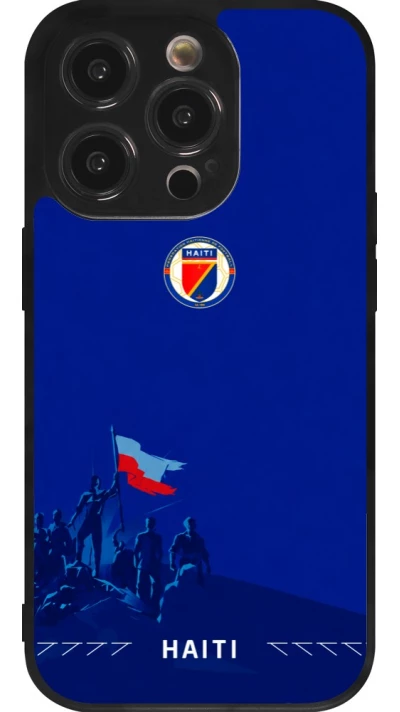 Coque iPhone 14 Pro - Silicone rigide noir Maillot de football Haiti 2026 personnalisable