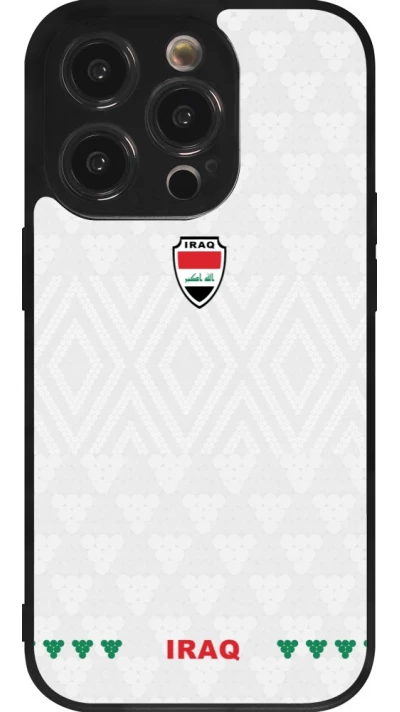 Coque iPhone 14 Pro - Silicone rigide noir Maillot de football Irak 2026 personnalisable