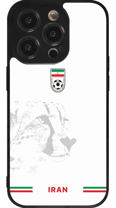 Coque iPhone 14 Pro - Silicone rigide noir Maillot de football Iran 2026 personnalisable
