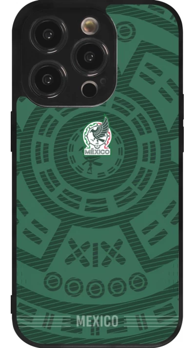 Coque iPhone 14 Pro - Silicone rigide noir Maillot de football Mexique 2026 personnalisable
