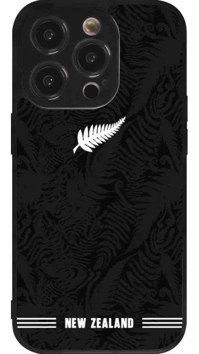 Coque iPhone 14 Pro - Silicone rigide noir Maillot de football Nouvelle-Zélande 2026 personnalisable