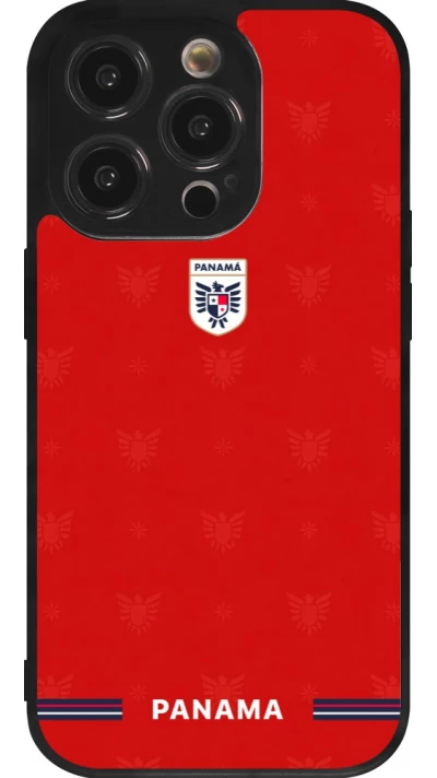 Coque iPhone 14 Pro - Silicone rigide noir Maillot de football Panama 2026 personnalisable