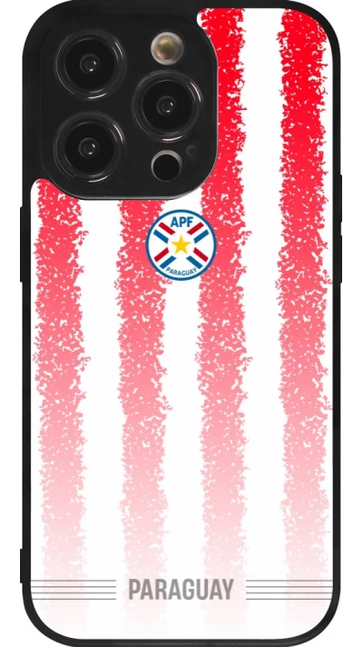 Coque iPhone 14 Pro - Silicone rigide noir Maillot de football Paraguay 2026 personnalisable