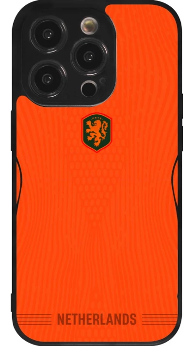 Coque iPhone 14 Pro - Silicone rigide noir Maillot de football Pays-Bas 2026 personnalisable