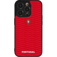 Coque iPhone 14 Pro - Silicone rigide noir Maillot de football Portugal 2026 personnalisable