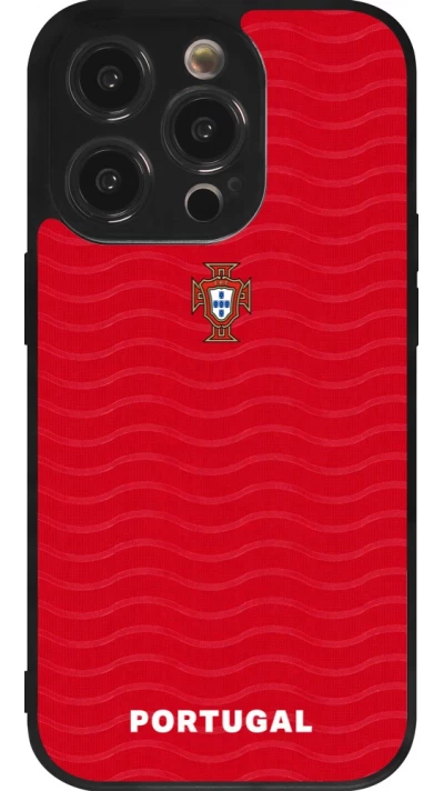 Coque iPhone 14 Pro - Silicone rigide noir Maillot de football Portugal 2026 personnalisable