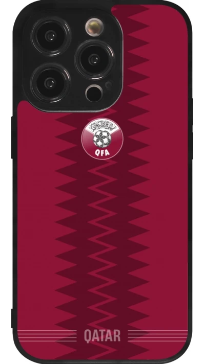 iPhone 14 Pro Case Hülle - Silikon schwarz Qatar 2026 personalisierbares Fussballtrikot