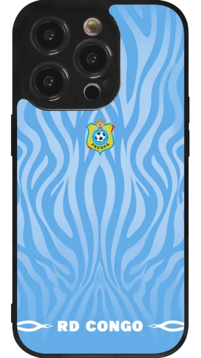 Coque iPhone 14 Pro - Silicone rigide noir Maillot de football RD Congo 2026 personnalisable