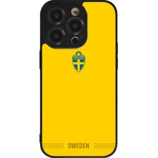iPhone 14 Pro Case Hülle - Silikon schwarz Schweden 2026 personalisierbares Fussballtrikot