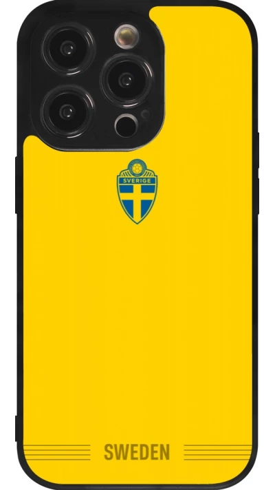 iPhone 14 Pro Case Hülle - Silikon schwarz Schweden 2026 personalisierbares Fussballtrikot