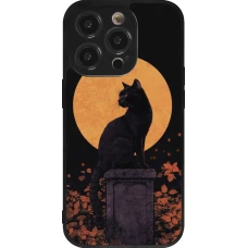 Coque iPhone 14 Pro - Silicone rigide noir Halloween 2026 Cat Art Nouveau