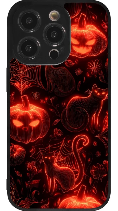 Coque iPhone 14 Pro - Silicone rigide noir Halloween 2026 Pattern Halloween