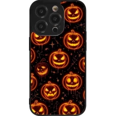 Coque iPhone 14 Pro - Silicone rigide noir Halloween 2026 Pattern Pumpkins