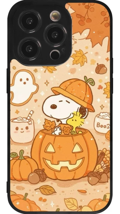 Coque iPhone 14 Pro - Silicone rigide noir Halloween 2026 Snoopy Halloween