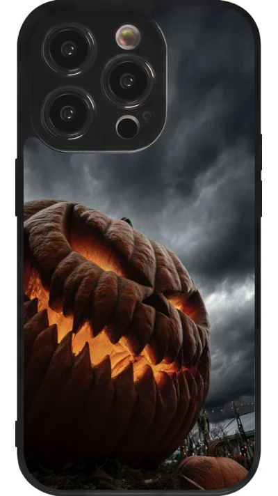 Coque iPhone 14 Pro - Silicone rigide noir Halloween 2026 The Wicked Pumpkin
