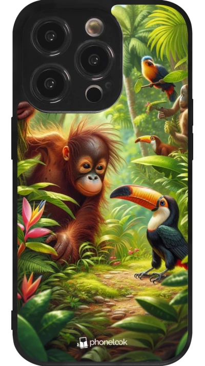 iPhone 14 Pro Case Hülle - Silikon schwarz Tropischer Dschungel Tayrona