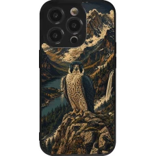 Coque iPhone 14 Pro - Silicone rigide noir Linocut Faucun pèlerin